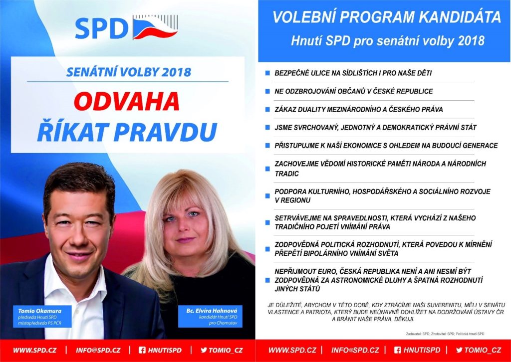 SPD Chomutov Hahnová senátní volby