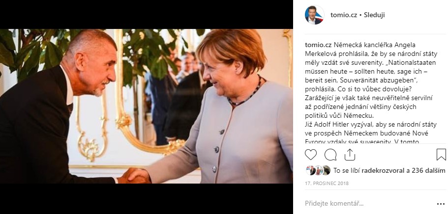 Babiš jde na ruku Merkelové