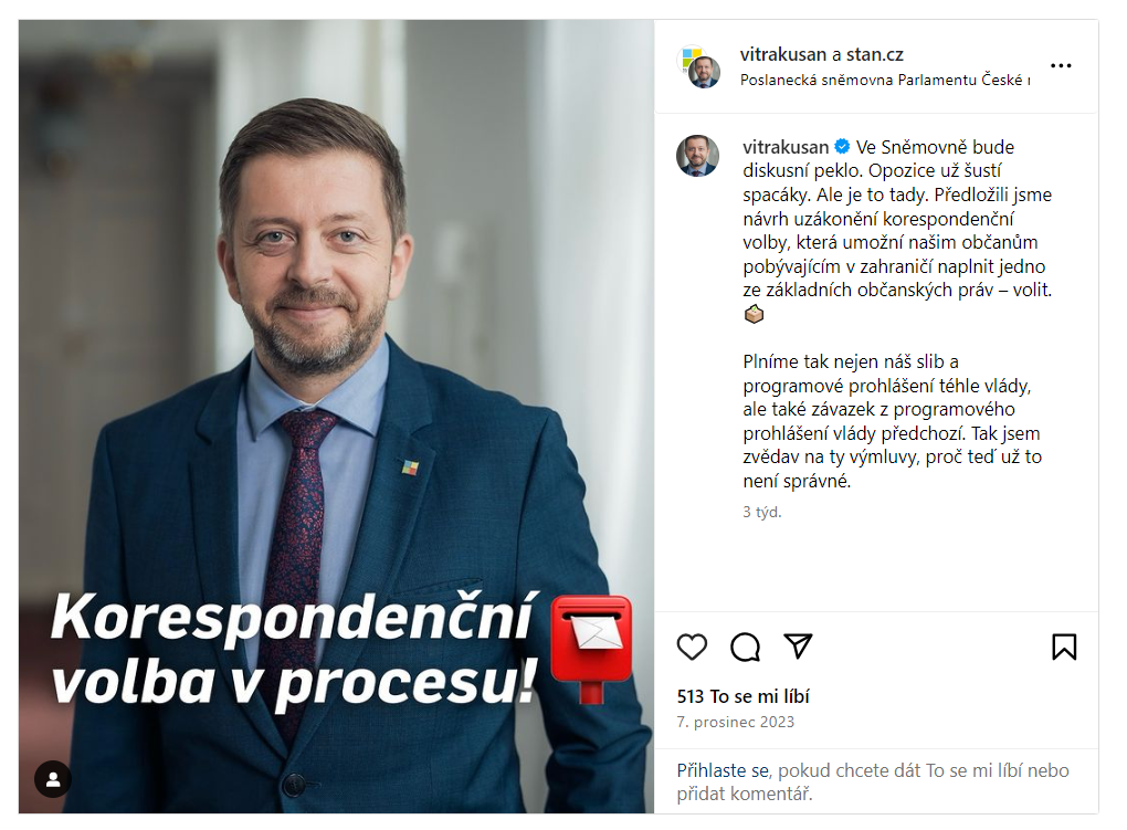 STAN korespondenční volby