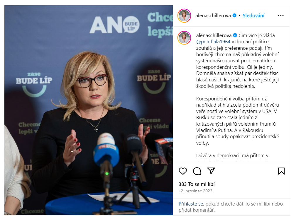 Alena korespondenční volba