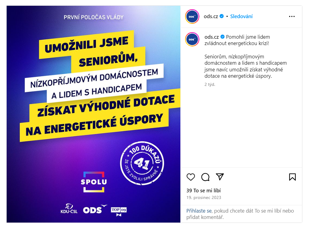 SPOLU dotace na energie
